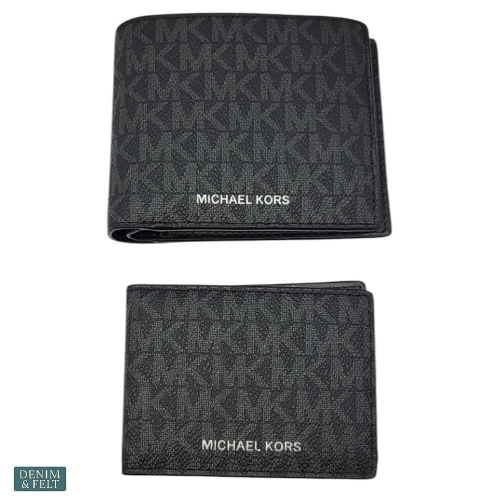 NEW Michael Kors Cooper Billfold Wallet w/ Passcase Black MK Logo Print‎ - Picture 6 of 10